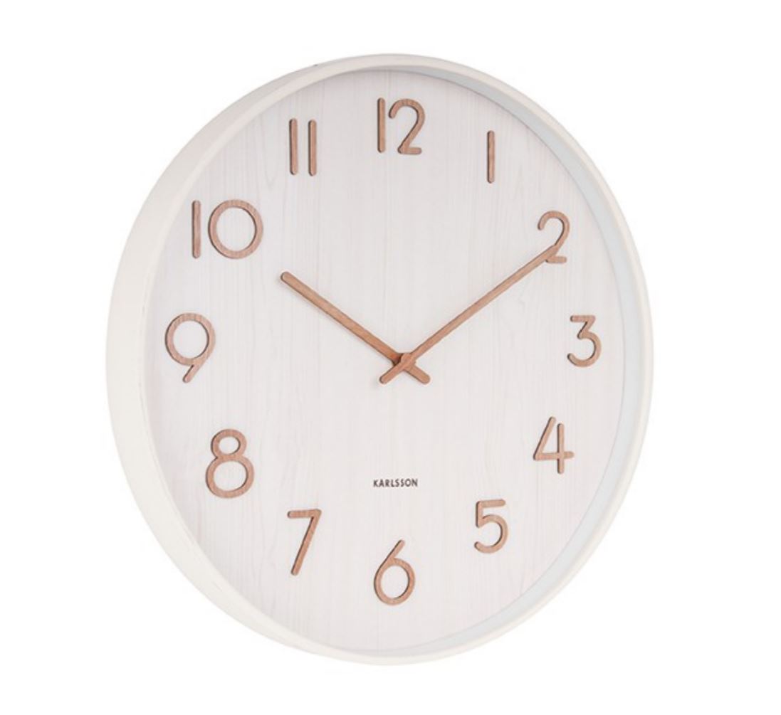 Reloj De Pared Redondo (Blanco) De Madera
