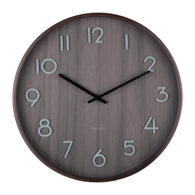 Reloj De Pared Redondo (Nogal Oscuro) Grande De Madera