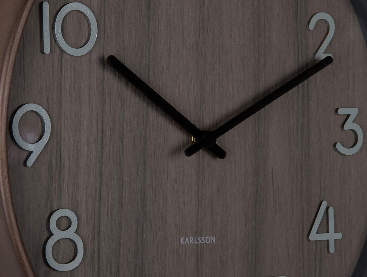 Reloj De Pared Redondo (Nogal Oscuro) Grande De Madera