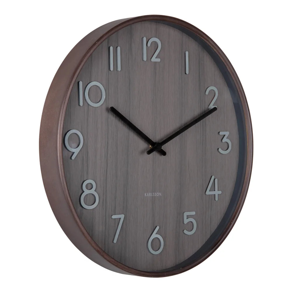 Reloj De Pared Redondo (Nogal Oscuro) Grande De Madera