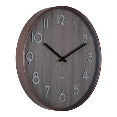 Reloj De Pared Redondo (Nogal Oscuro) Grande De Madera