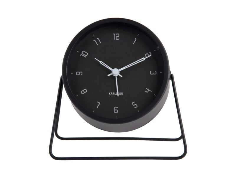 Reloj Despertador (Negro) Con Base Redondo De Metal