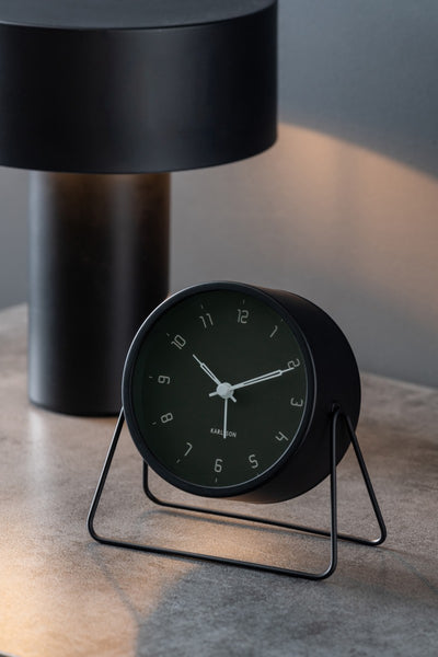 Reloj Despertador (Negro) Con Base Redondo De Metal