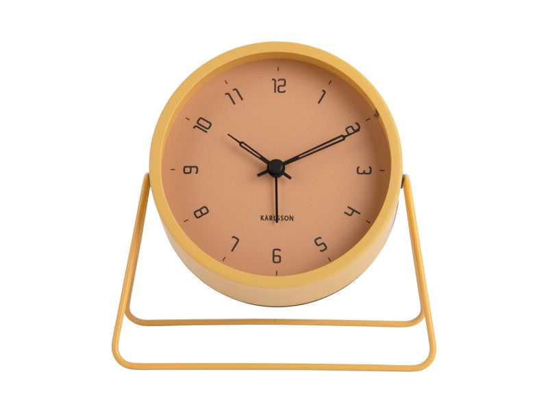 Reloj Despertador (Amarillo) Con Base Redondo De Metal