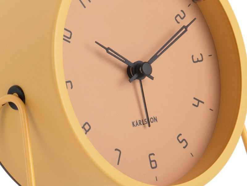 Reloj Despertador (Amarillo) Con Base Redondo De Metal