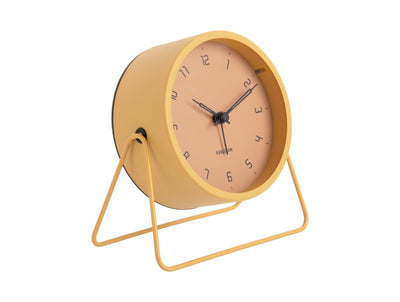 Reloj Despertador (Amarillo) Con Base Redondo De Metal