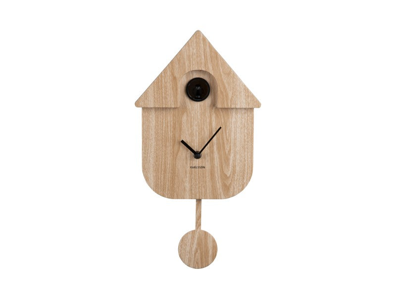 Reloj De Pared Con Péndulo (Natural) Casita De Plástico