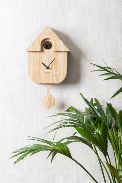 Reloj De Pared Con Péndulo (Natural) Casita De Plástico