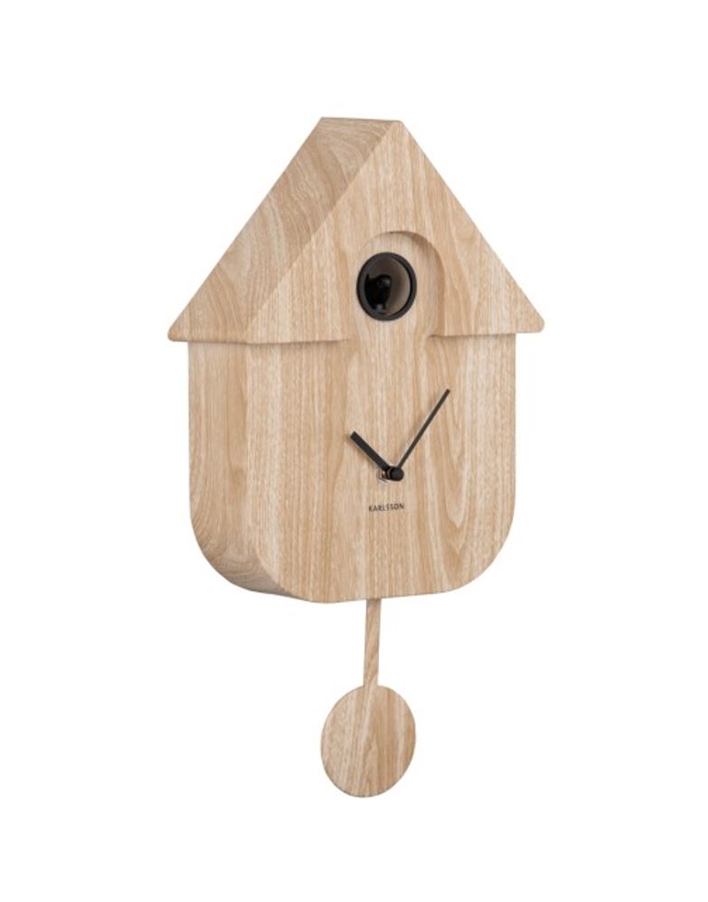 Reloj De Pared Con Péndulo (Natural) Casita De Plástico
