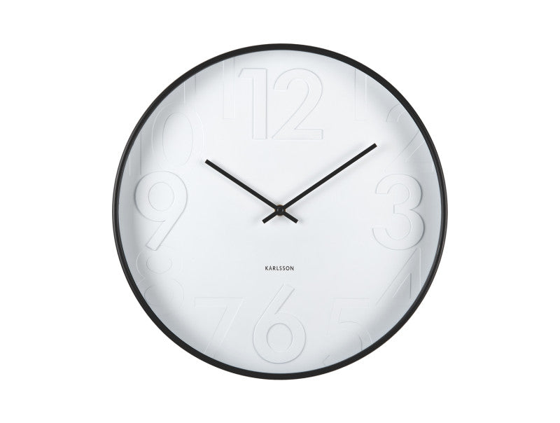 Reloj De Pared Redondo (Blanco/Negro) De Plástico