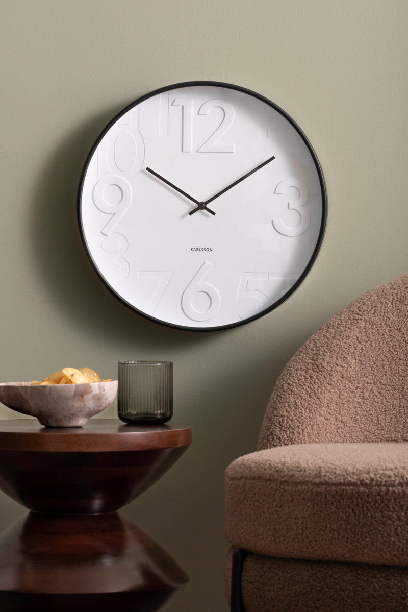 Reloj De Pared Redondo (Blanco/Negro) De Plástico