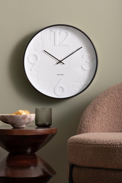 Reloj De Pared Redondo (Blanco/Negro) De Plástico