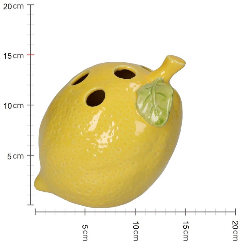 Florero (Amarillo) Decorativo Modelo Limón De Cerámica