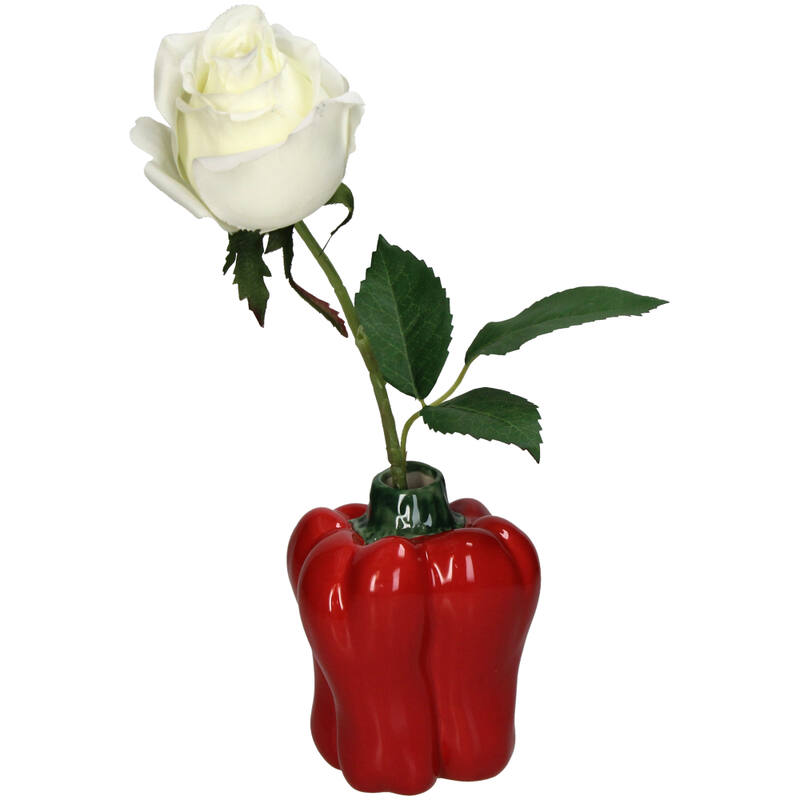 Florero (Rojo) Decorativo Modelo Pimiento De Cerámica
