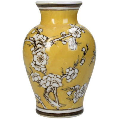 Florero (Amarillo) Decorativo Diseño Flores De Cerámica