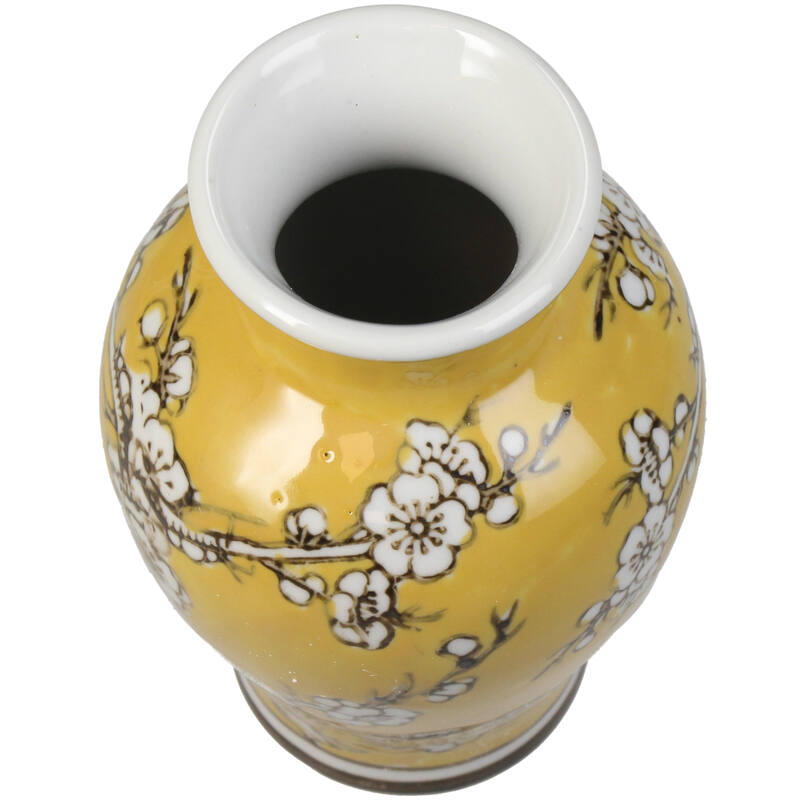 Florero (Amarillo) Decorativo Diseño Flores De Cerámica