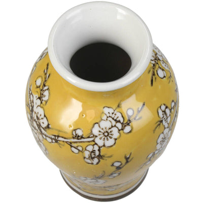 Florero (Amarillo) Decorativo Diseño Flores De Cerámica