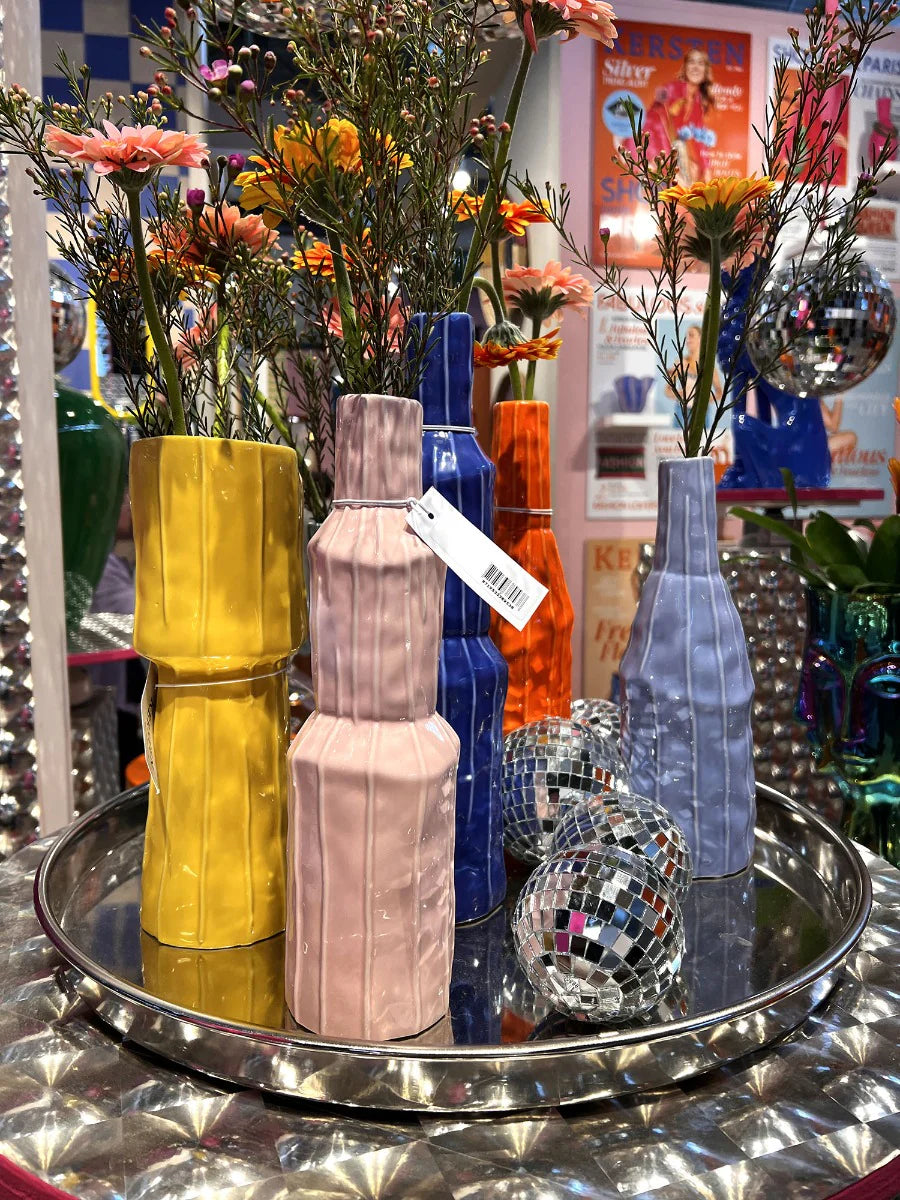 Florero (Azúl) Decorativo Alto De Cerámica