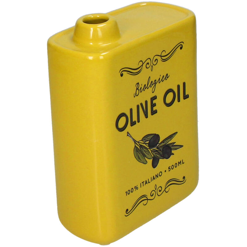 Florero (Amarillo) Decorativo Lata Aceite De Cerámica