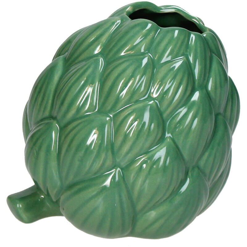 Florero (Verde) Decorativo Modelo Alcachofa De Cerámica