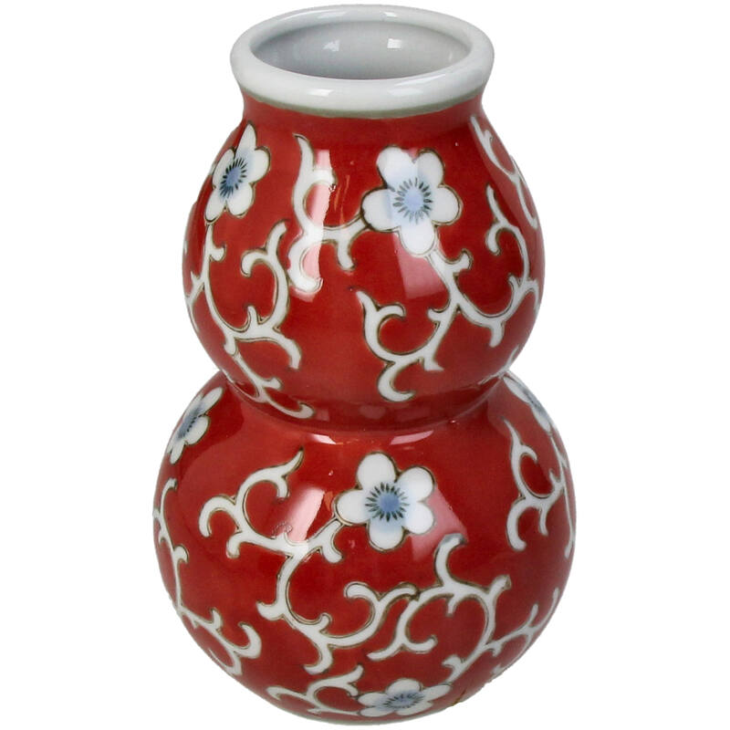Florero (Rojo) Decorativo Diseño Flores De Cerámica