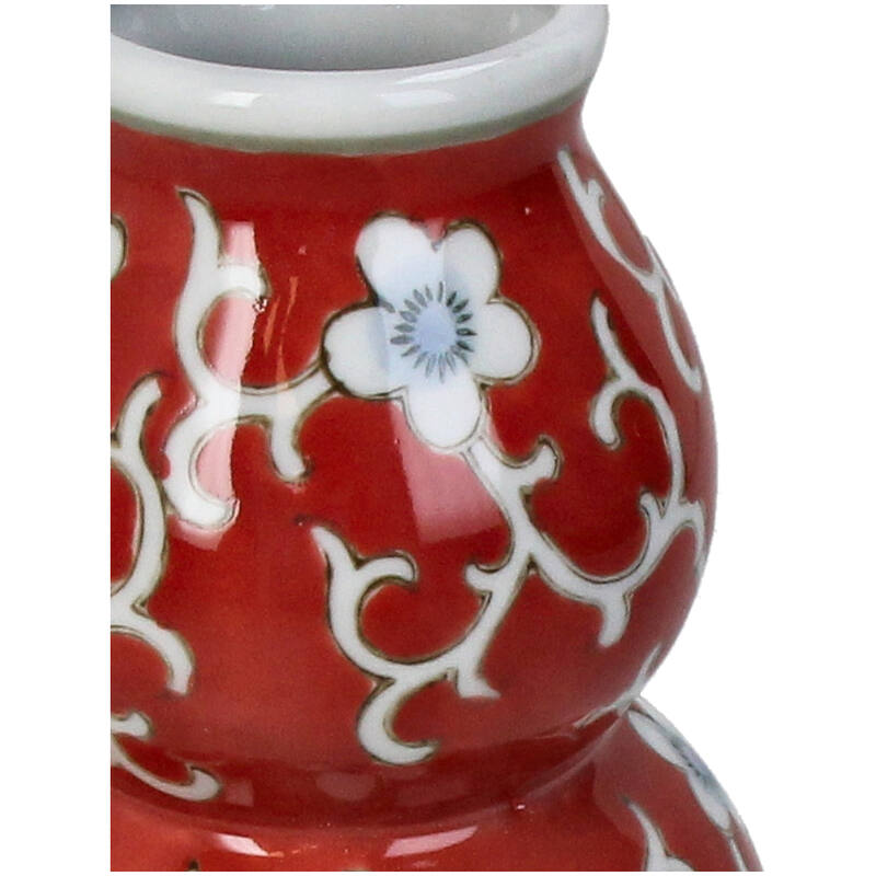 Florero (Rojo) Decorativo Diseño Flores De Cerámica