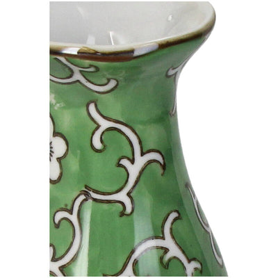 Florero (Verde) Decorativo Diseño Flores De Cerámica
