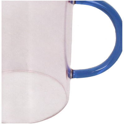 Florero (Transparente) Cónico Con Asas Azules De Vidrio