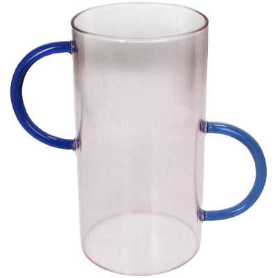 Florero (Transparente) Cónico Con Asas Azules De Vidrio