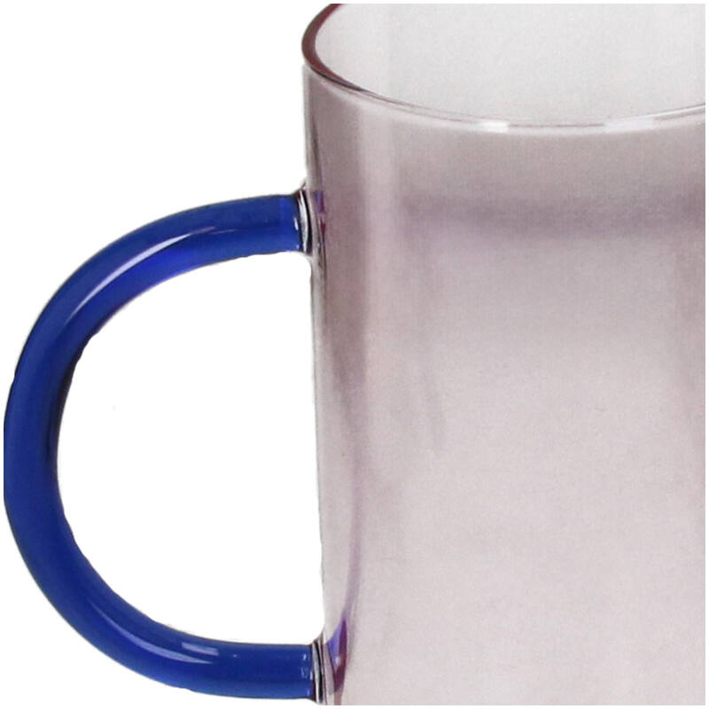 Florero (Transparente) Cónico Con Asas Azules De Vidrio