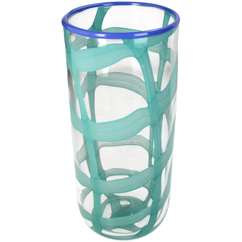 Florero Diseños (Turquesa/Azúl) De Vidrio