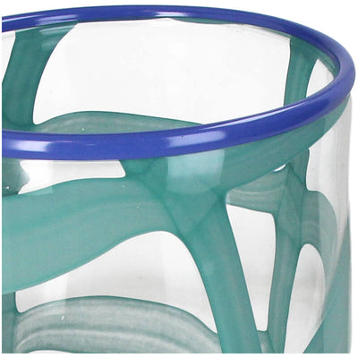 Florero Diseños (Turquesa/Azúl) De Vidrio