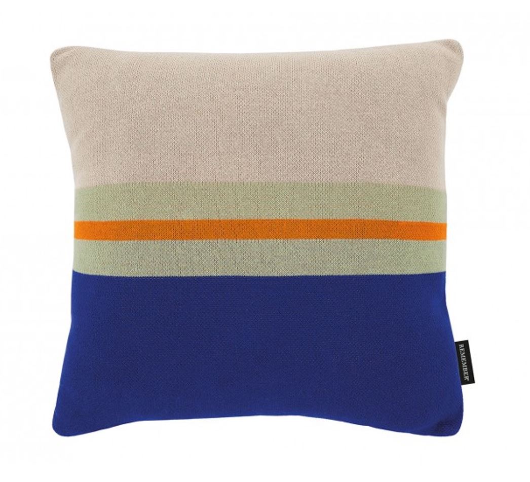 Cojín Decorativo (Beige Azul) De Algodón