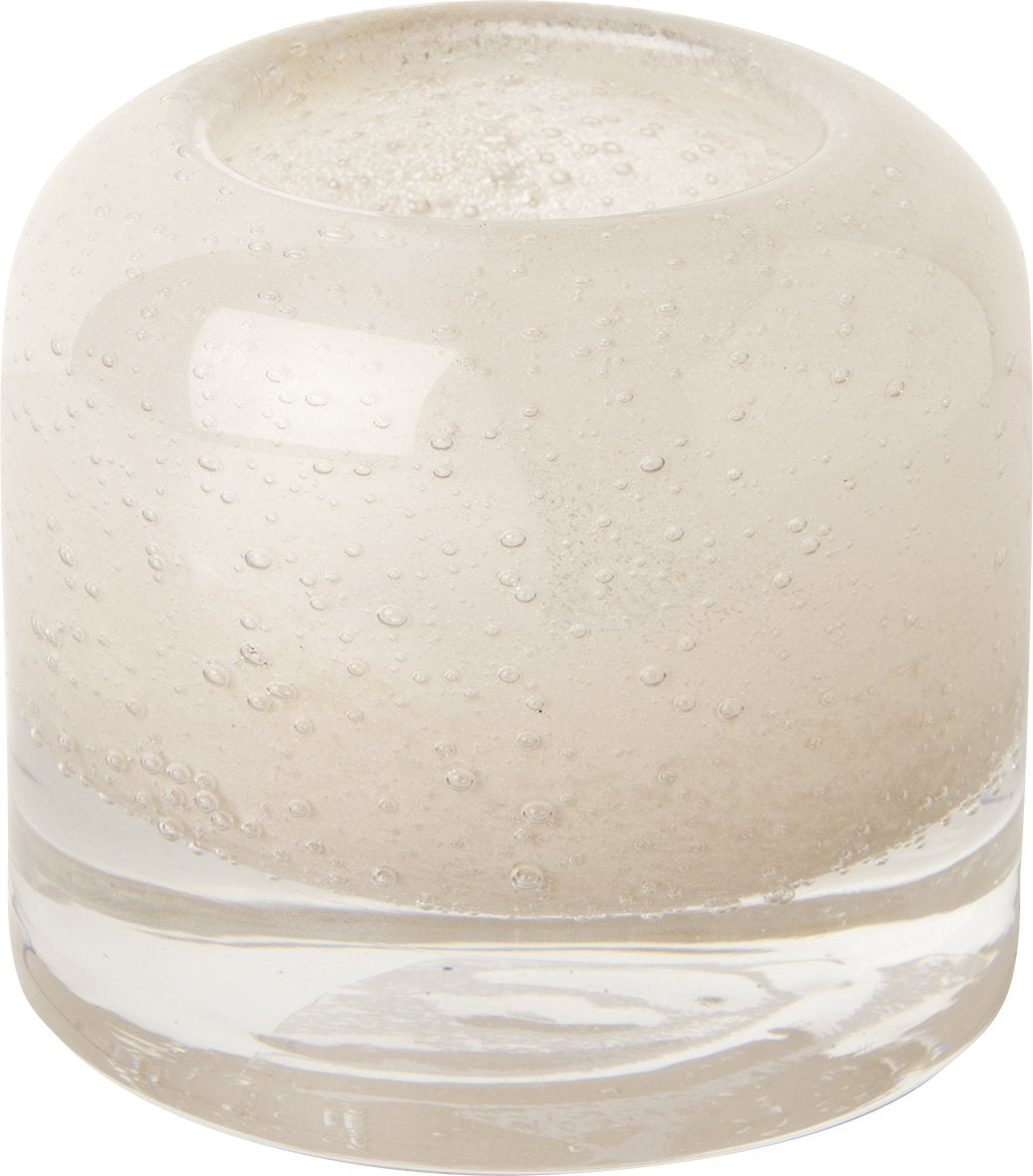 Porta Velas (Beige) Mediano De Vidrio