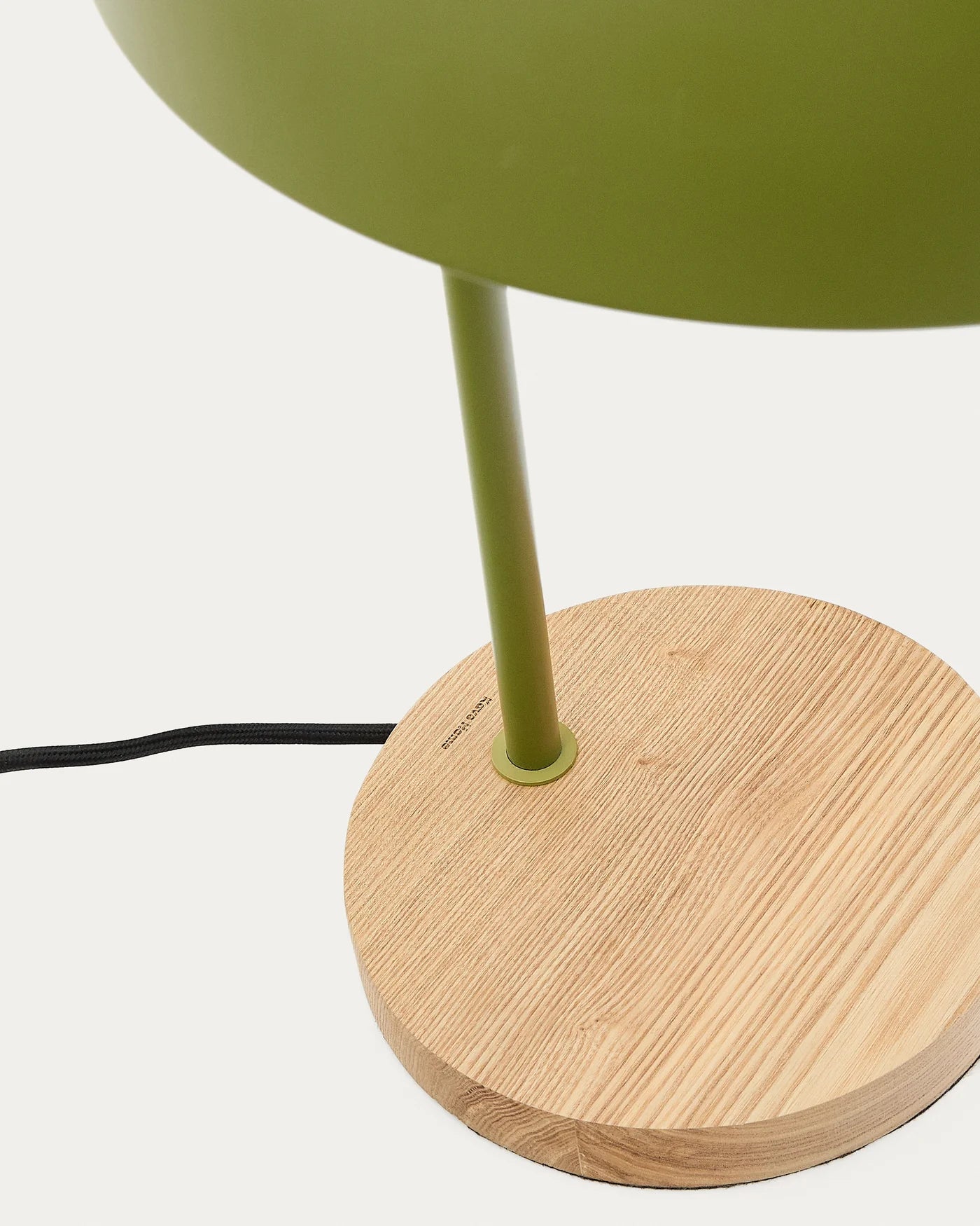 Lámpara De Mesa Madera Fresno Y Pantalla (Verde) De Metal