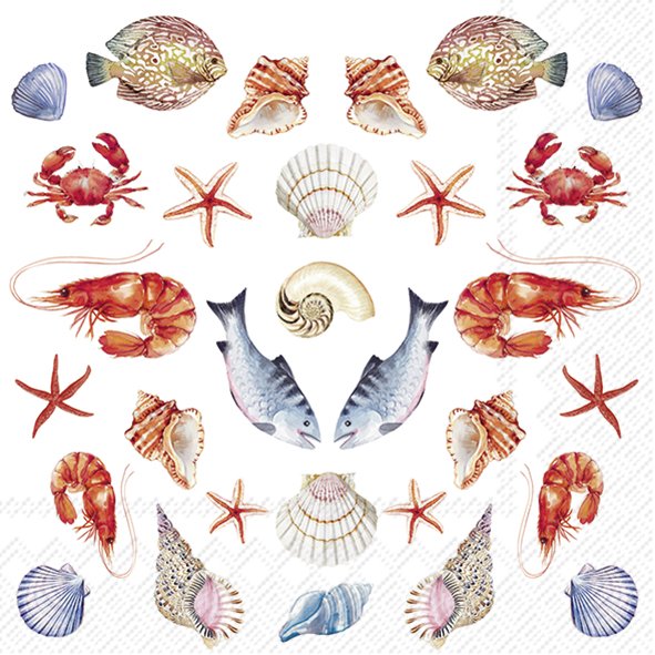 Set De 20 Servilletas (Crustáceos) De Papel