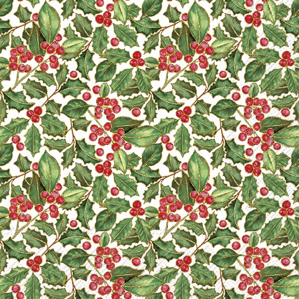 Set De 20 Servilletas (Hojas Verde/Cerezas) De Papel