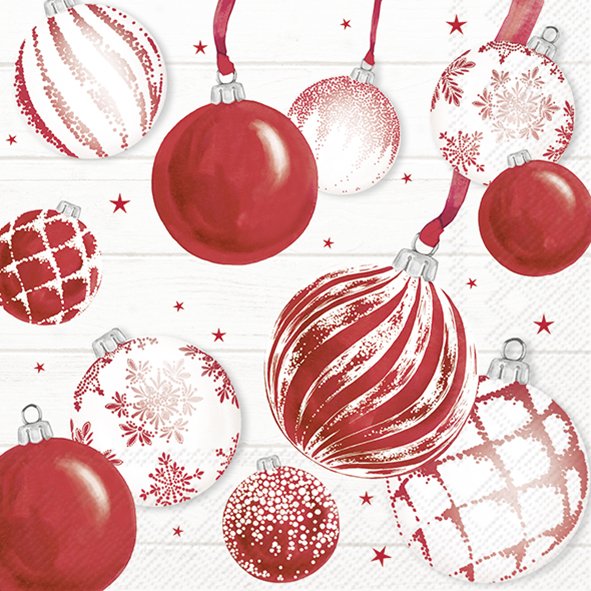 Set De 20 Servilletas (Deco Navidad Roja) De Papel