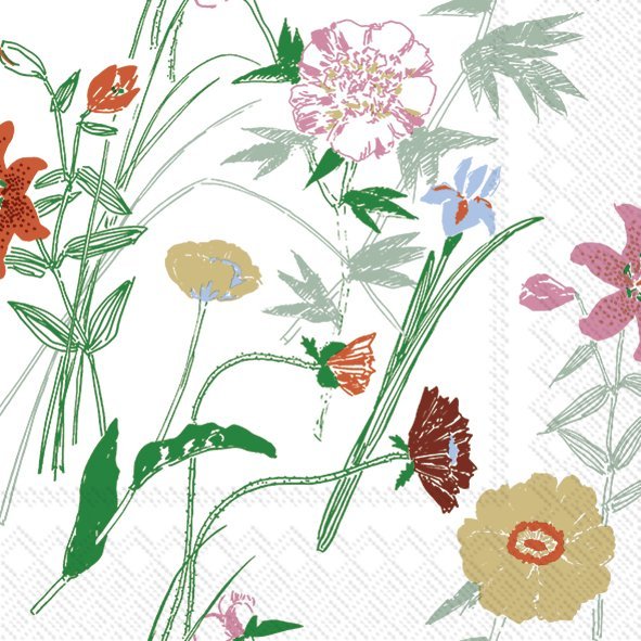 Set De 20 Servilletas (Flores Varias) De Papel