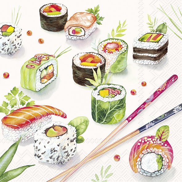 Set De 20 Servilletas (Sushi) De Papel