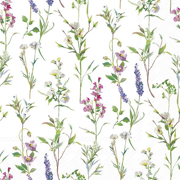 Set De 20 Servilletas (Follaje Verde, Florecillas) De Papel