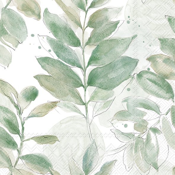 Set De 20 Servilletas (Hojas Verde) De Papel