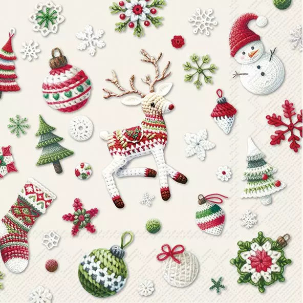 Set De 20 Servilletas (Tejidos Navidad) De Papel