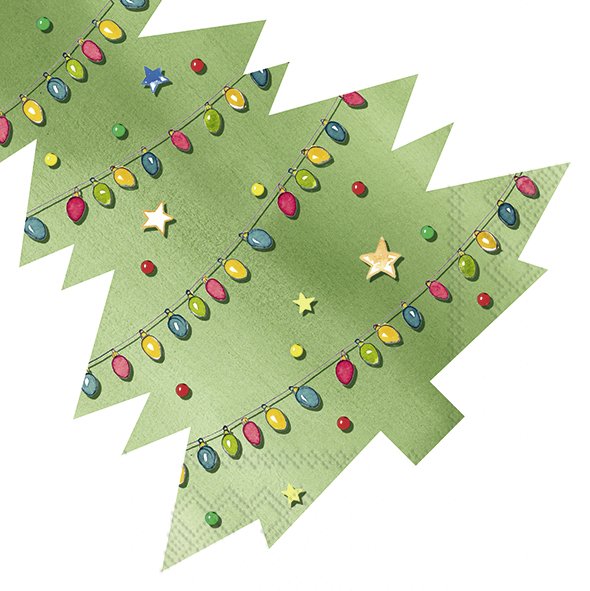 Set De 20 Servilletas (Árbol Navidad Colores) De Papel