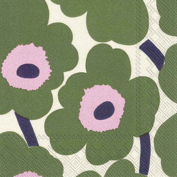 Set De 20 Servilletas (Flores Verde/Negro) De Papel