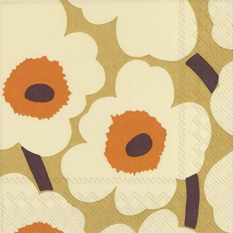 Set De 20 Servilletas (Flores Beige) De Papel