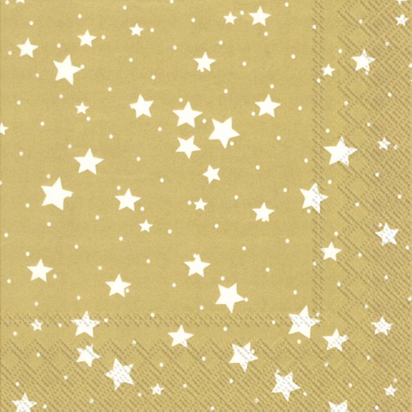 Set De 20 Servilletas (Estrellas Blancas, Fondo Beige) De Papel