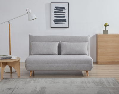 Sofá Cama 2 Cps Tapiz (Gris Claro) Con Patas De Madera