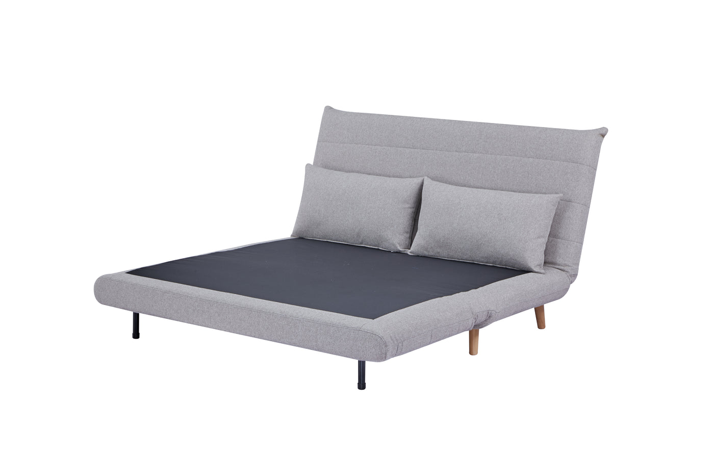 Sofá Cama 2 Cps Tapiz (Gris Claro) Con Patas De Madera