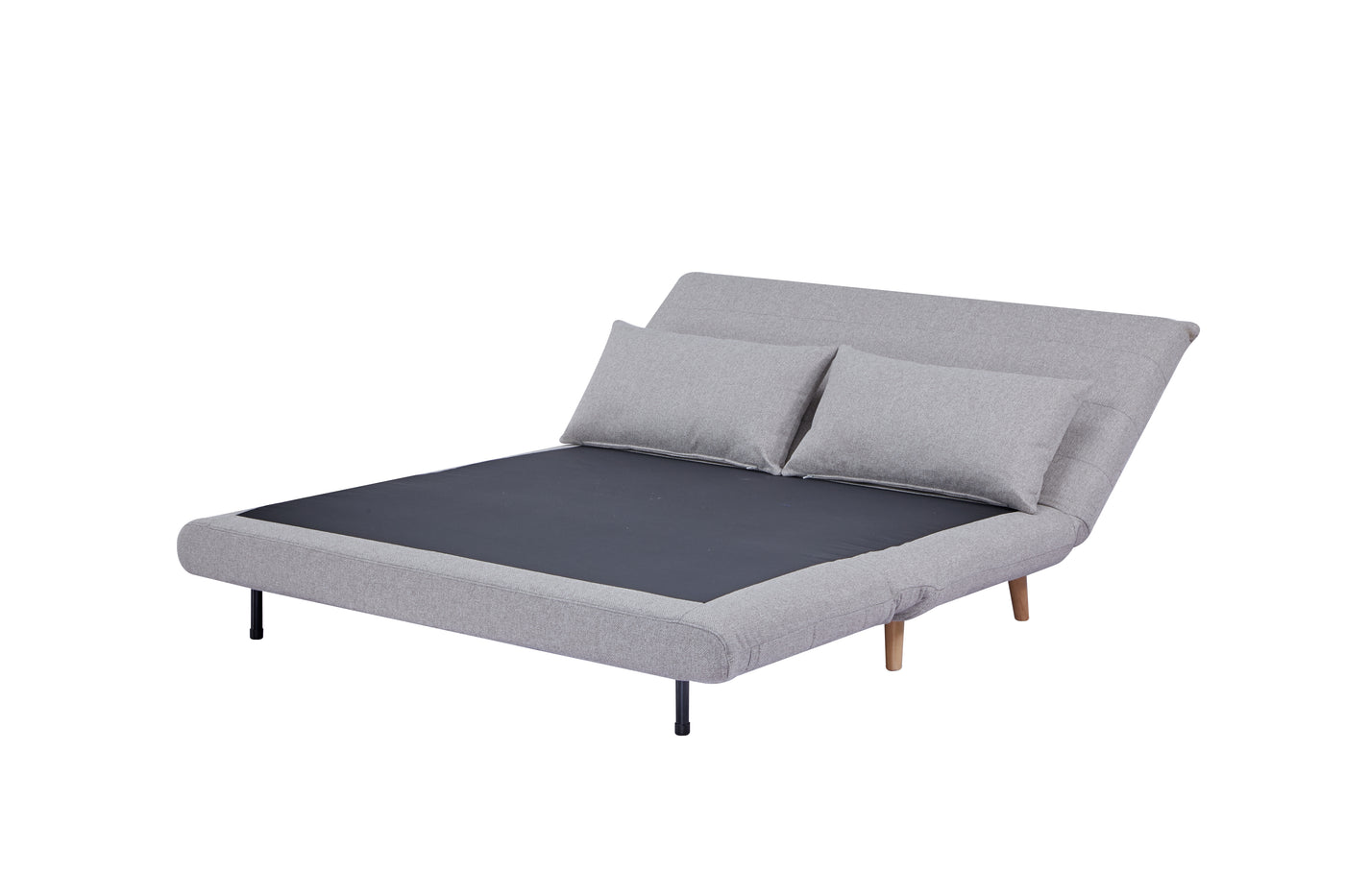 Sofá Cama 2 Cps Tapiz (Gris Claro) Con Patas De Madera
